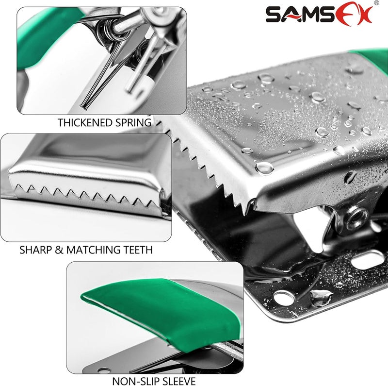 SAMSFX Fish Cleaning Board Tools - Fillet Clamp w/Screws Deep-Jaw Fish Tail Clip Board for Scaling Table Bait with Green Grip - Image 5